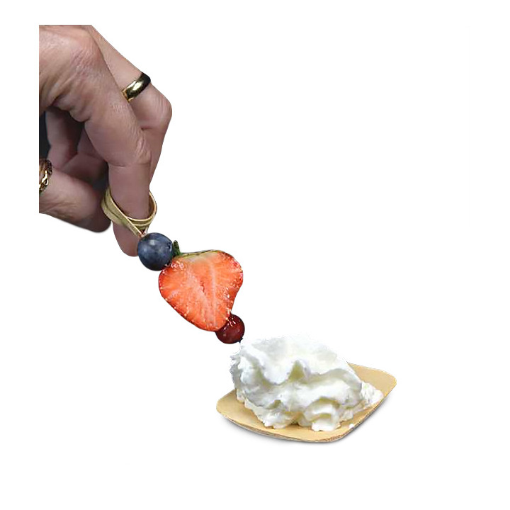Bamboo Food Pick with Ripple Handle Design 9cm (100 Units)  