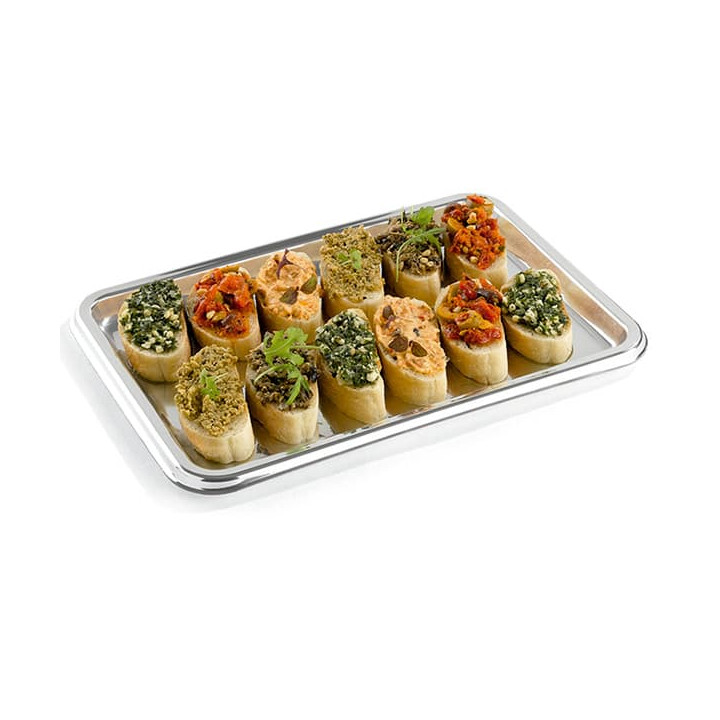 Plastic Tray Rectangular Shape Silver 35X24 cm (5 Units) 