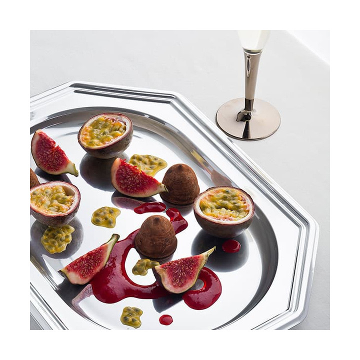 Plastic Platter Octogonal Shape Silver 46X30 cm (50 Units)