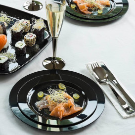 Plastic Plate Extra Rigid Black 23cm (200 Units)