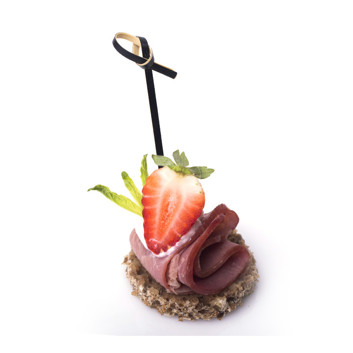 Bamboo Bow Skewer Black 10cm in box (2.500 Units)