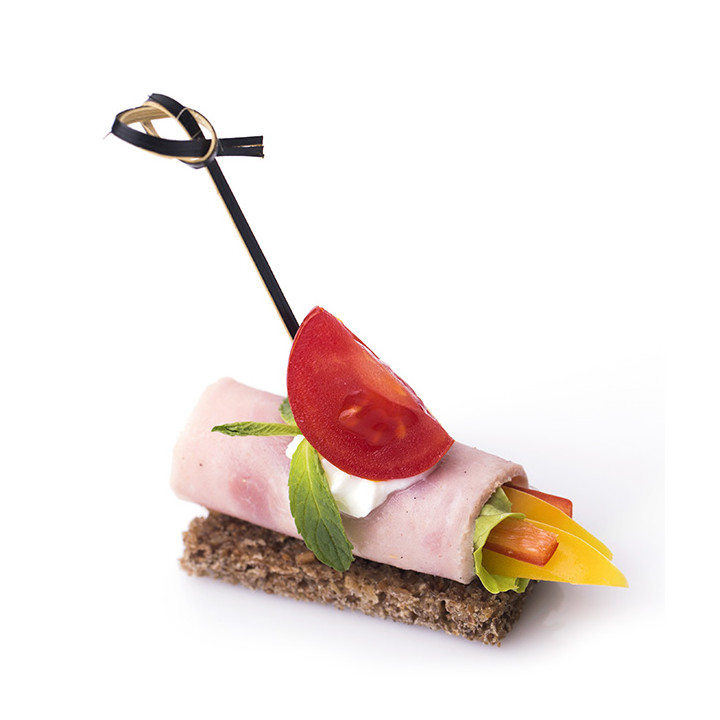 Bamboo Bow Skewer Black 10cm in box (2.500 Units)