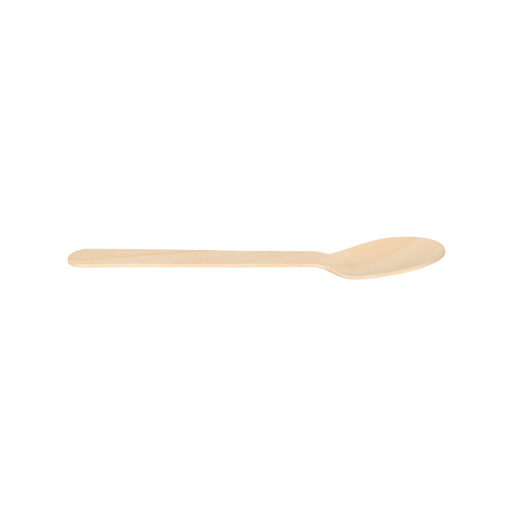Wrapped Disposable Wooden Spoon 16cm (25 Units) 