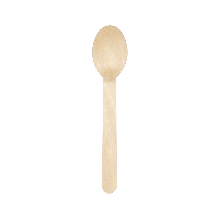 Wrapped Disposable Wooden Spoon 16cm (500 Units) 