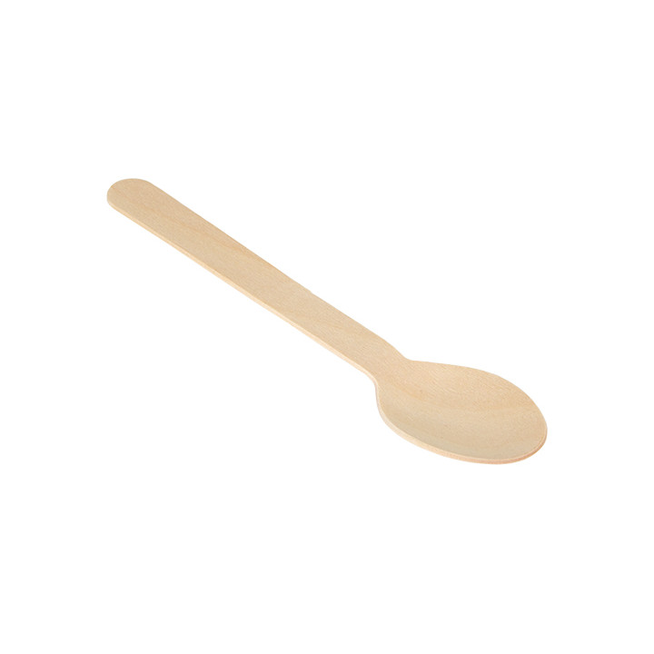 Wrapped Disposable Wooden Spoon 16cm (500 Units) 