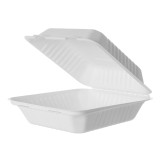 Sugarcane Hinged Container + PLA White 20x20x7,5cm (50 Units)