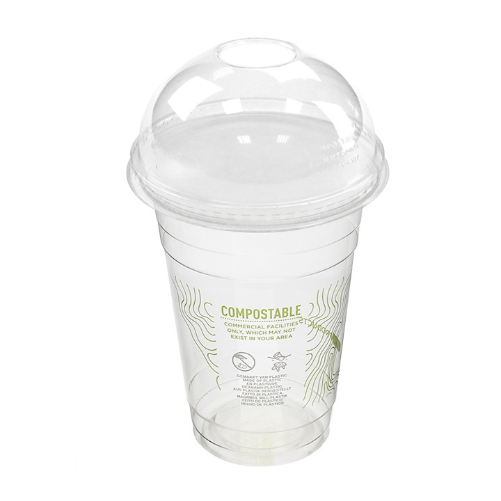 Compostable PLA Flat Cup Lid with Hole Ø10,2cm (100 Units)