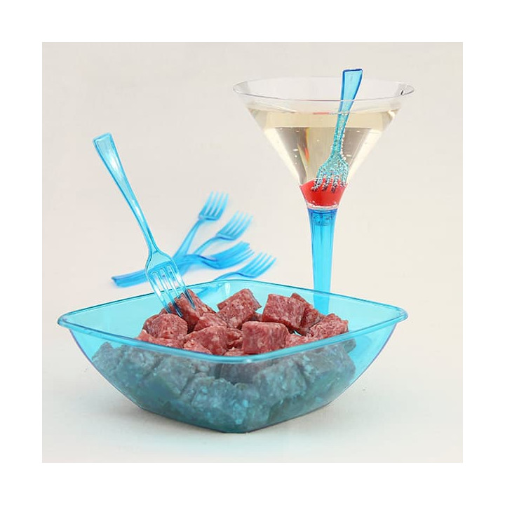 Plastic Bowl PS Crystal Hard Turquoise 480ml 14x14cm (60 Units)