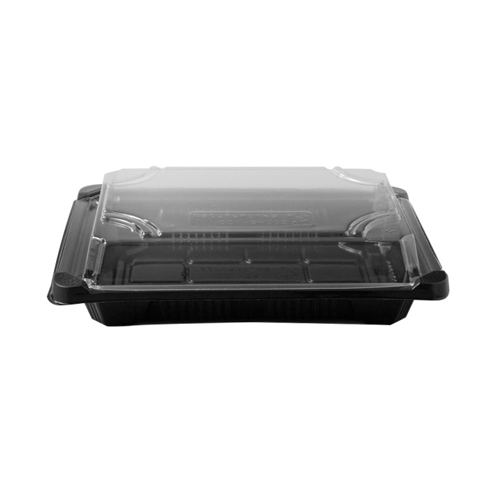Sushi Tray and Lid PLA Black 13,0x18 cm (100 Units)