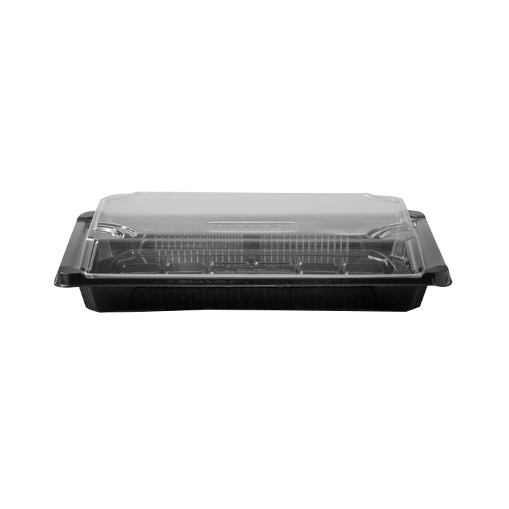 Sushi Tray and Lid PLA Black 15,0x23,0 cm (600 Units)