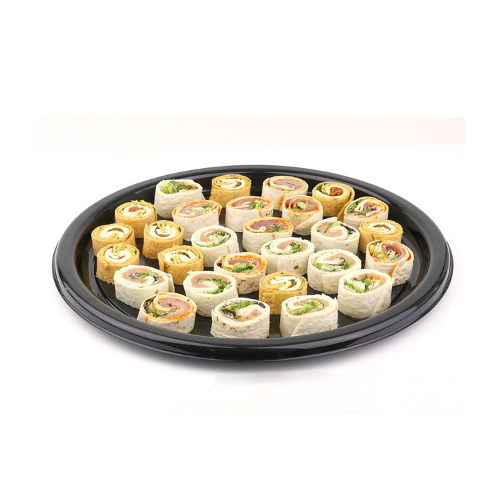 Plastic Tray Round Shape Black 30 cm (50 Uds)