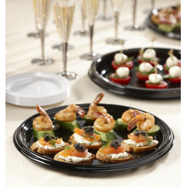 Plastic Tray Round Shape Black 30 cm (10 Units) 