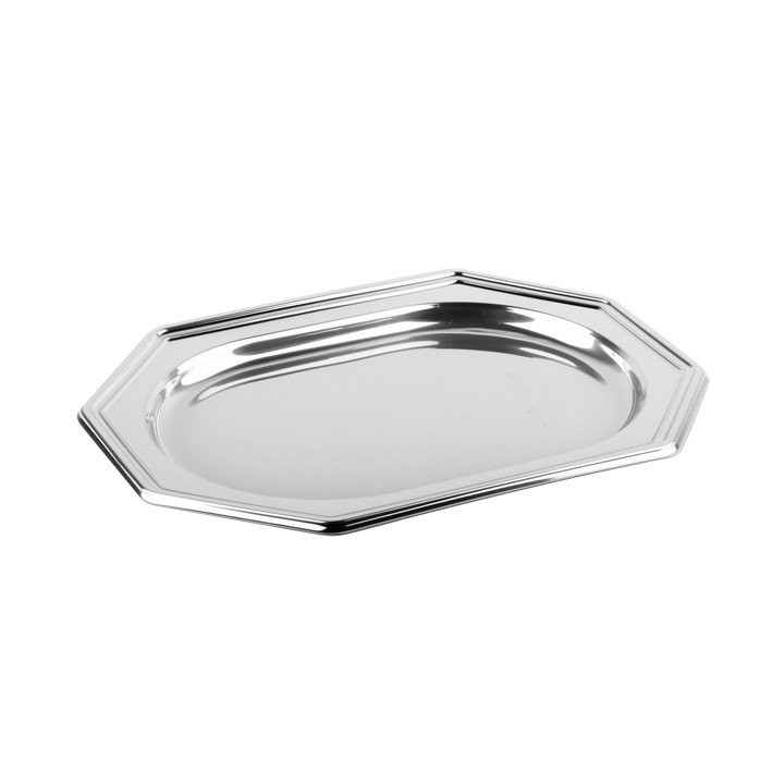 Plastic Tray Octogonal Shape Silver 36x24 cm (50 Uds)