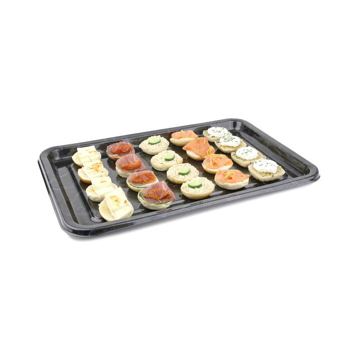 Plastic Platter Rectangular Shape Marble 46x30 cm (50 Units)