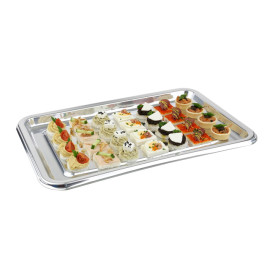 Plastic Platter Rectangular Shape Silver 46x30 cm (50 Units)