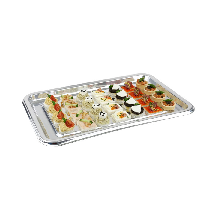 Plastic Platter Rectangular Shape Silver 46x30 cm (50 Units)