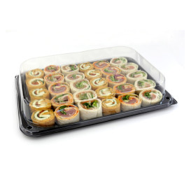 Plastic Tray with Lid Black 35x24cm (15 Uds)