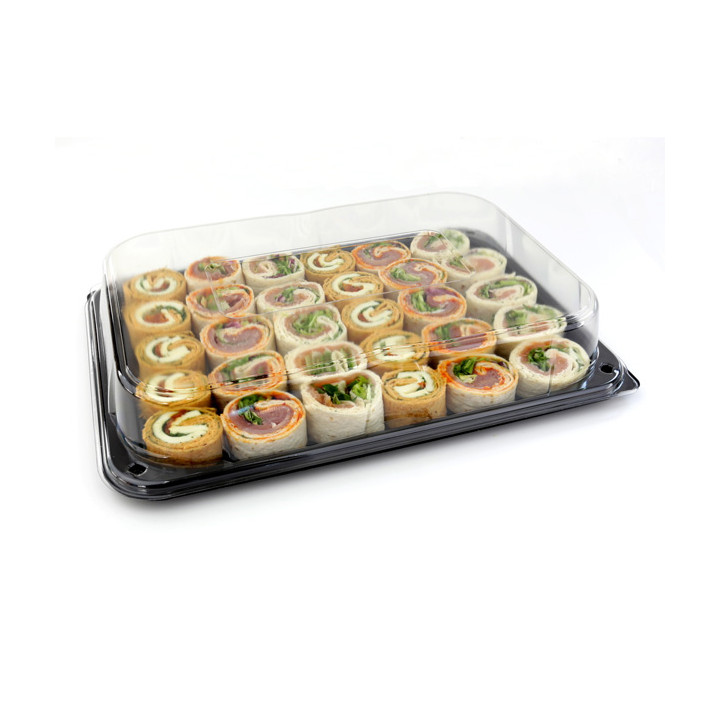 Plastic Tray with Lid Black 35x24cm (15 Uds)
