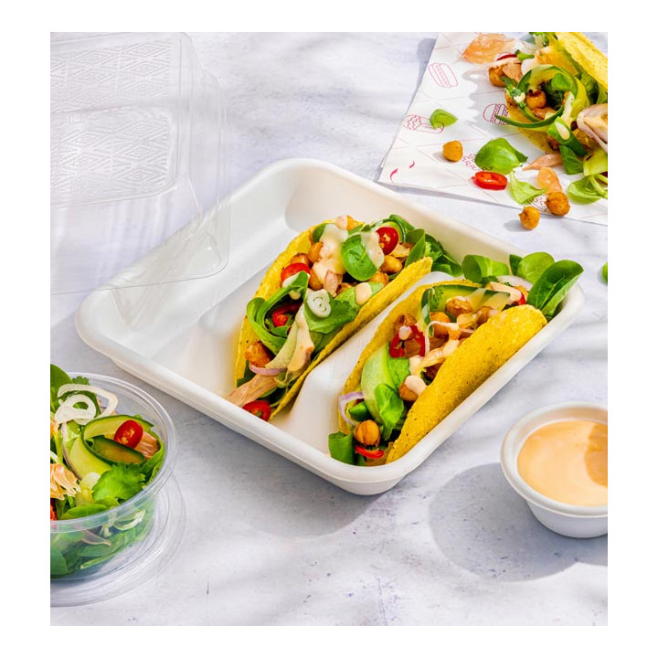 Sugarcane Taco Container White 18,5x18,5cm (50 Units)