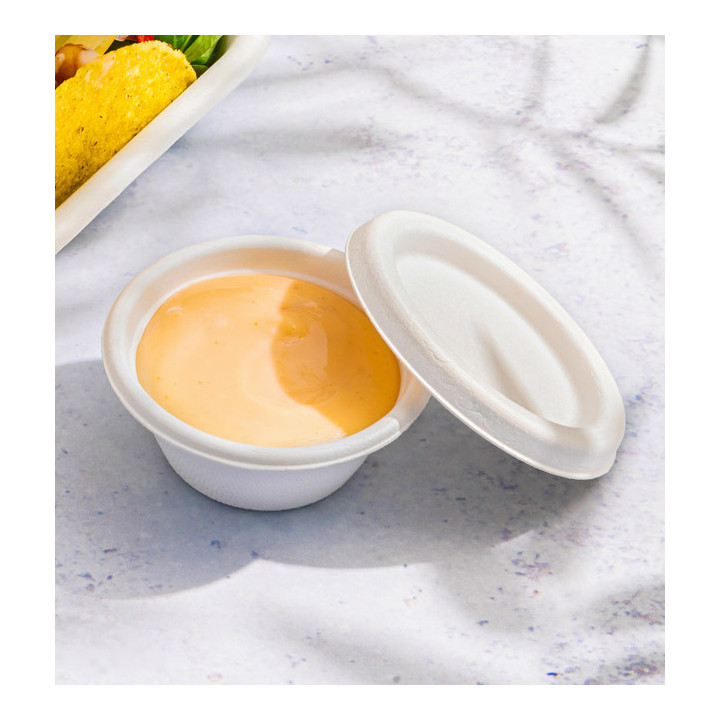 Sucarcane Lid Container Bagasse White 60ml (50 Units) 