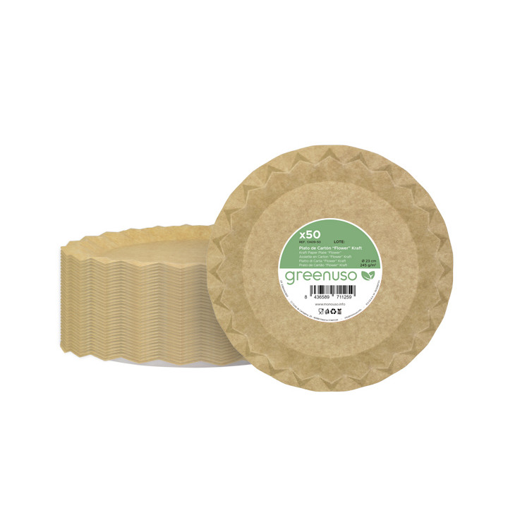 Kraft Paper Plate “Flower” Ø23cm 245g/m² (600 Units)