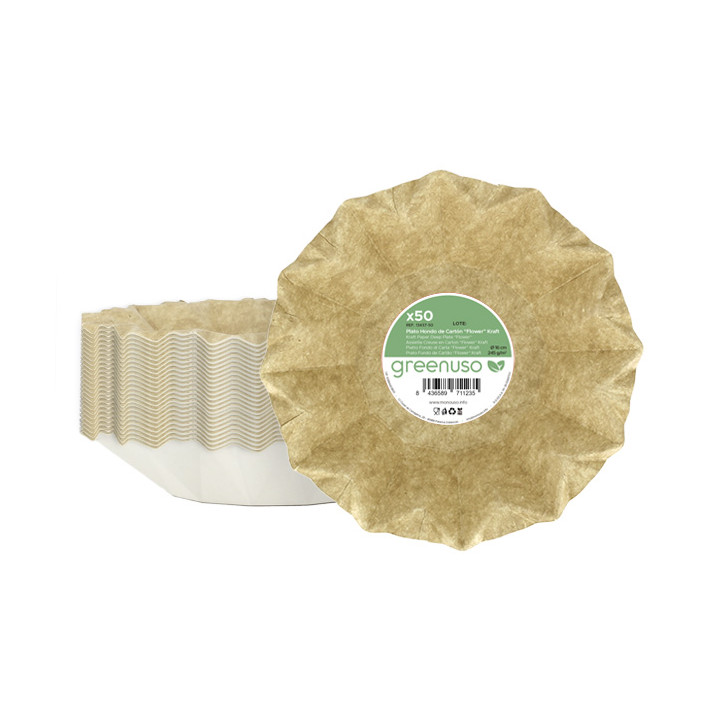 Kraft Paper Deep Plate “Flower” Ø16cm 245g/m² (800 Units)