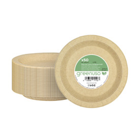 Paper Plate Round Greaseproof Shape Kraft Ø18cm 245g/m² (50 Units) 