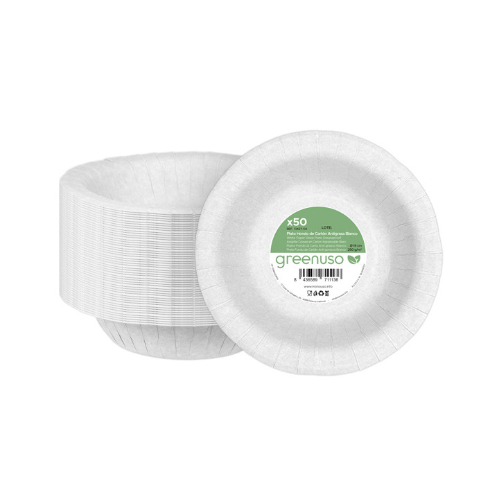 Paper Deep Plate Greaseproof Shape White  Ø19cm 250g/m² (50 Units) 