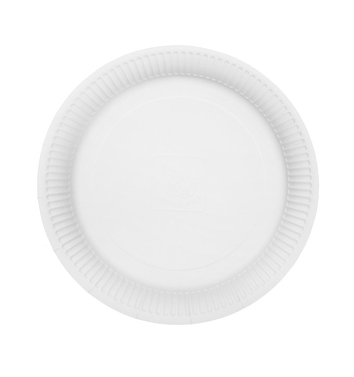 Round Paper Plate “Radial” White Ø23cm 200gr/m² (50 Units)