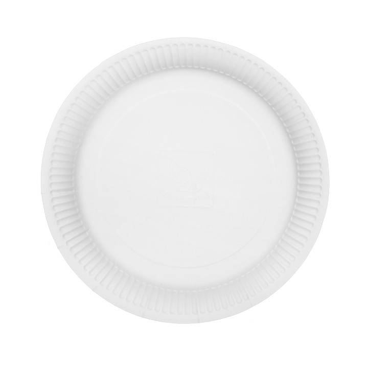 Round Paper Plate “Radial” White Ø23cm 200gr/m² (50 Units)