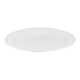 Round Paper Plate “Radial” White Ø23cm 200gr/m² (50 Units)