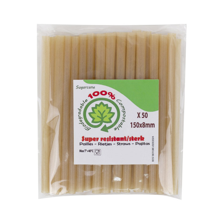 Eco Sugar Cane Straw Ø0,8cm 15cm (50 Units)