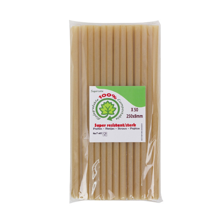 Eco Sugar Cane Straw Ø0,8cm 25cm (50 Units)