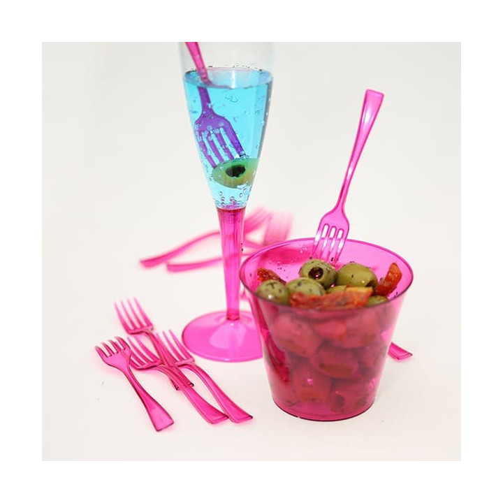 Plastic Stemmed Flute Sparkling Wine Raspberry 100ml (72 Units)