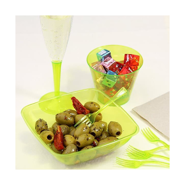 Plastic Stemmed Flute Sparkling Wine Green 100ml (6 Units) 