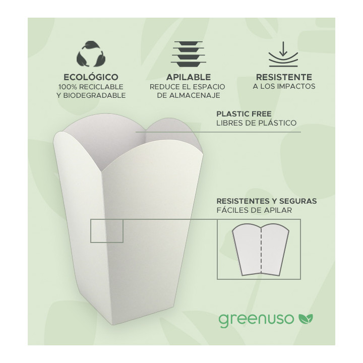 Paper Popcorn Box Medium Size White 90gr 7,8x10,5x18cm (350 Units)