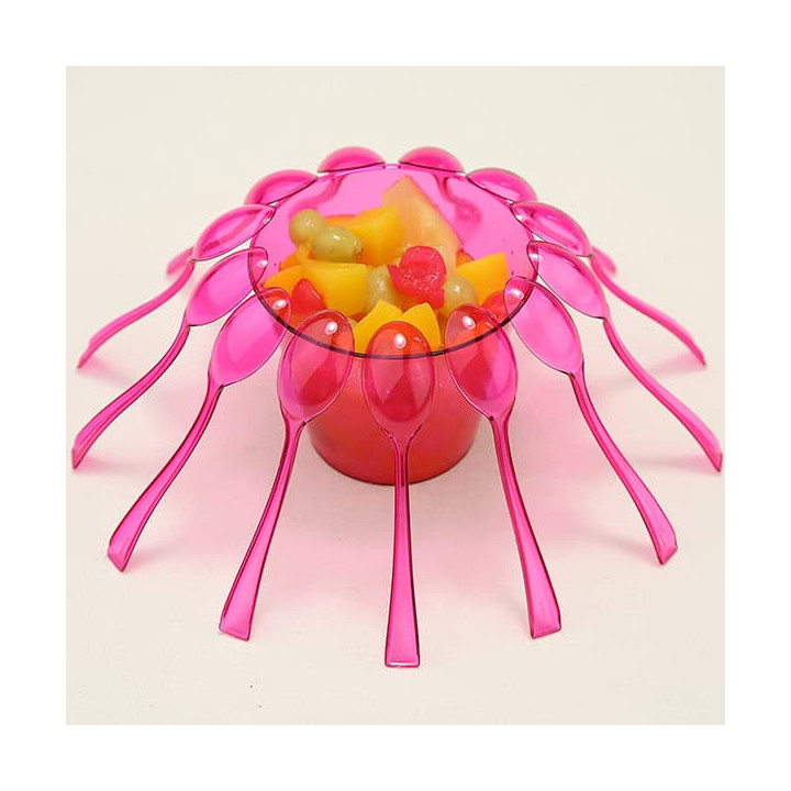 Plastic Cup PS Injection Moulding Raspberry 230 ml (10 Units) 