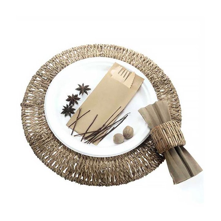 Wooden Cutlery Kit Fork, Knife and Napkin (1.200 Units)