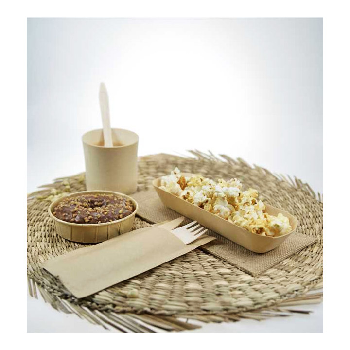 Wooden Cutlery Kit Fork, Knife and Napkin (1.200 Units)