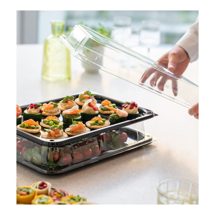 Plastic Tray with Lid Black 35x24cm (5 Units) 