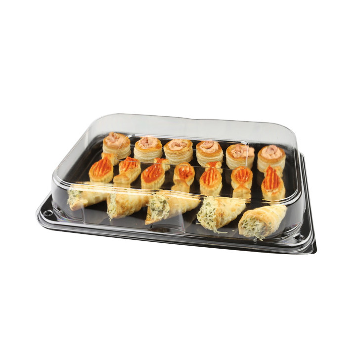 Plastic Tray with Lid Black 46x30 cm (25 Units) 