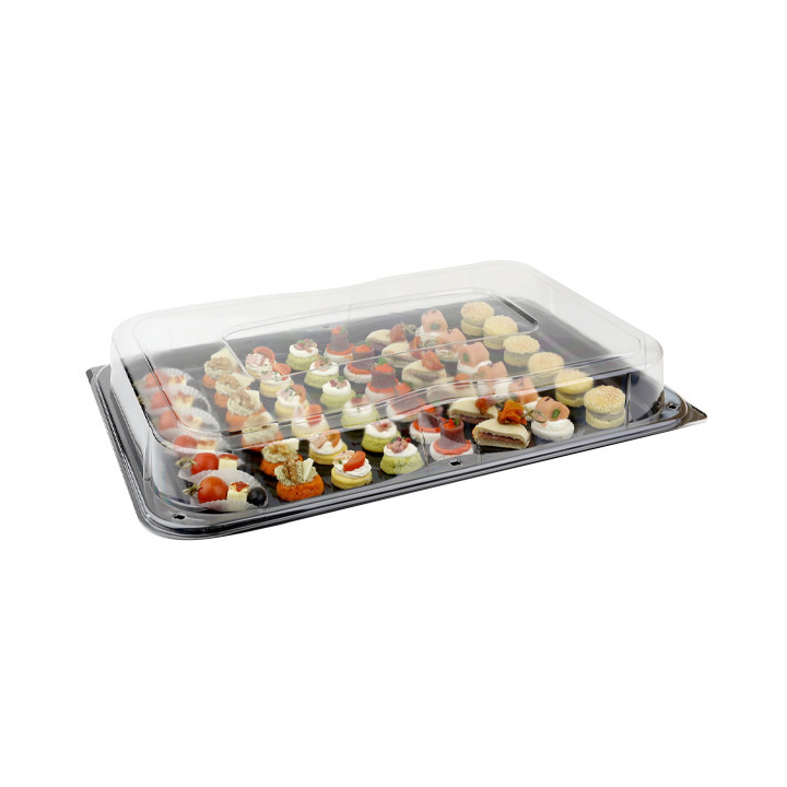 Plastic Tray with Lid Black 55x37 cm (25 Units) 
