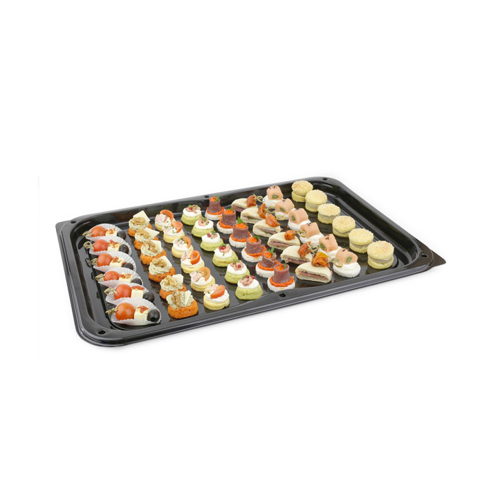 Plastic Tray with Lid Black 55x37 cm (25 Units) 