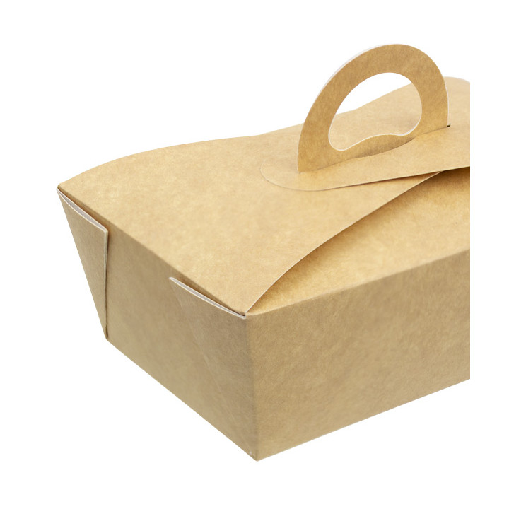 American Box with handles "Doggy Bag" Kraft 16x9,5x6cm (25 Units)