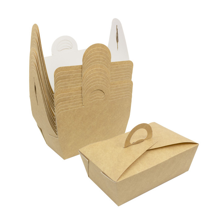 American Box with handles "Doggy Bag" Kraft 16x9,5x6cm (25 Units)