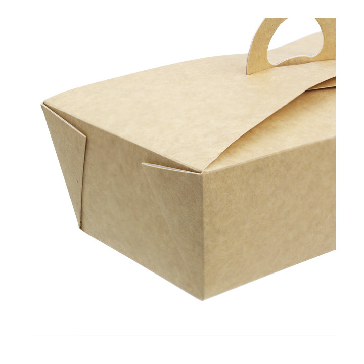 American Box with handles "Doggy Bag" Kraft 20x10x7cm (140 Units)