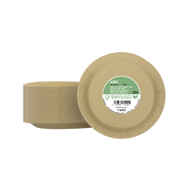 Round Paper Plate “Radial” Kraft Ø23cm 200gr/m² (650 Units)