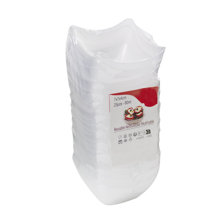 Square Tasting Bowl PP 7x7cm 80ml (25 Units)