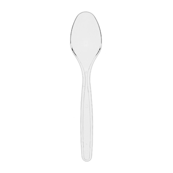 Reusable Plastic PS Spoon Transparent 18cm (50 Units)