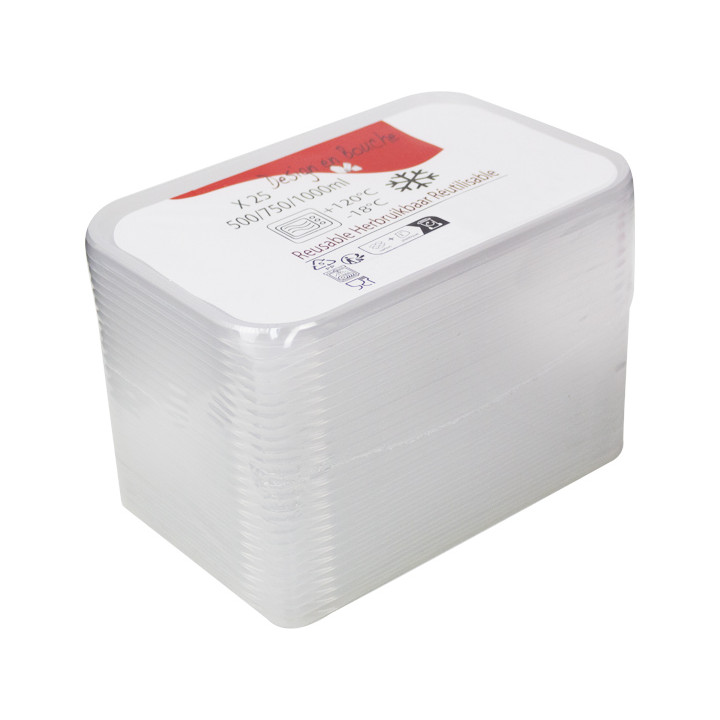 Plastic Lid Clear for Deli Container PP 500/725 y 1000ml (25 Units) 